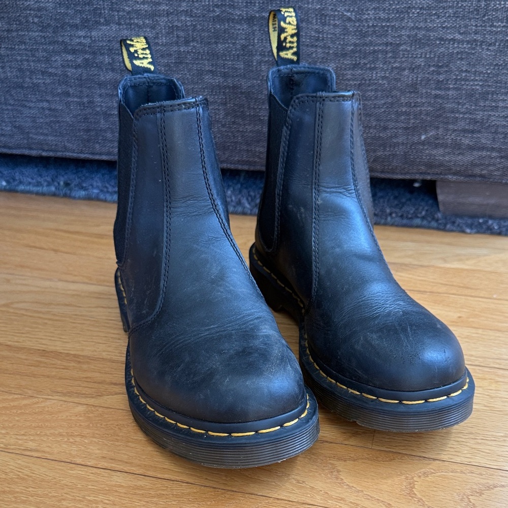 Dr. Martens Black Chelsea Boots with Yellow Stitching